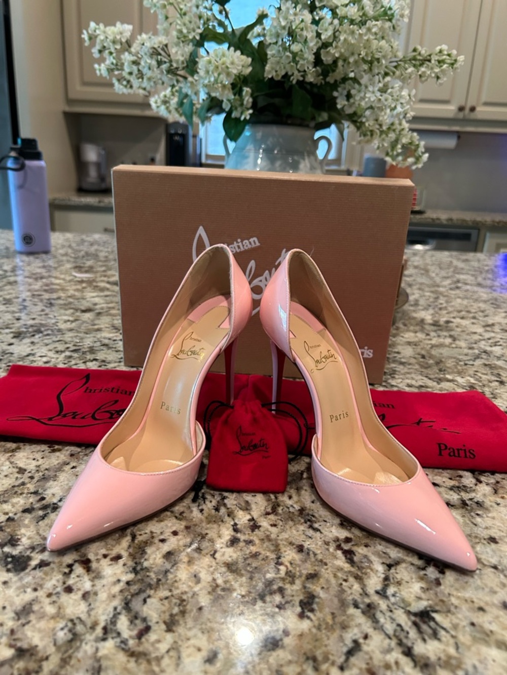 Christian Louboutin Blush Pink Patent Stiletto Pumps